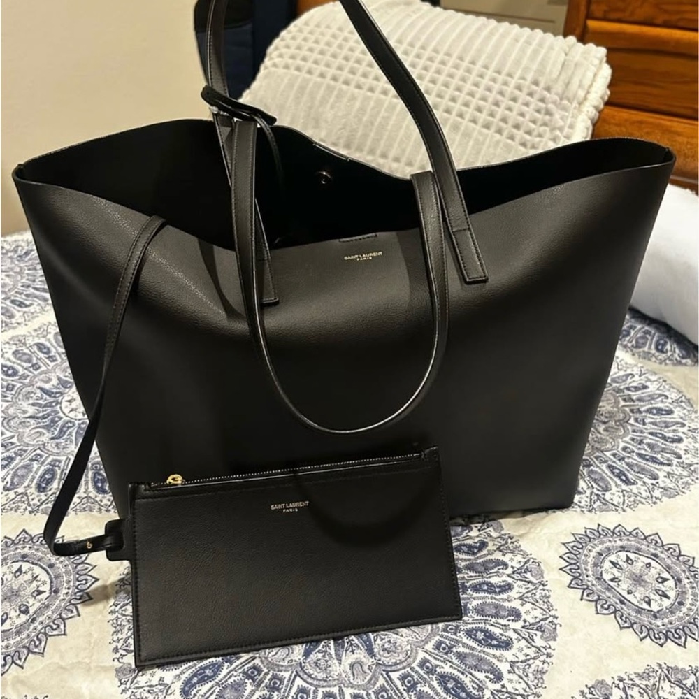 Saint Laurent Elegant Black Tote and Wallet